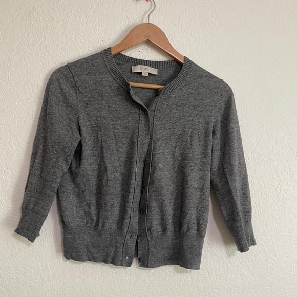 LOFT Gray Women's Button Down Sweater/Cardigan - Picture 1 of 4